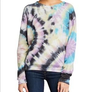 Mother denim the hugger tie-dye raglan sweatshirt